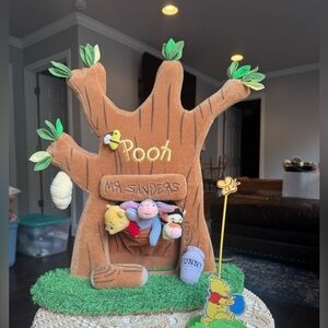 DISNEY BUNDLE WINNIE THE  POOH MR SANDERS PLUSH FINGER PUPPETS & CARD HOLDER VNT